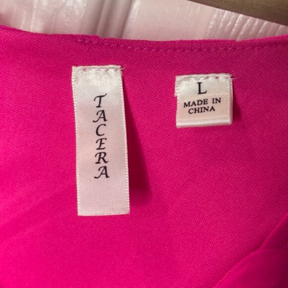 TACERA | NWOT Women's Fuchsia Lined Spaghetti Strap Maxi Dress | Size L - Picture 9 of 13